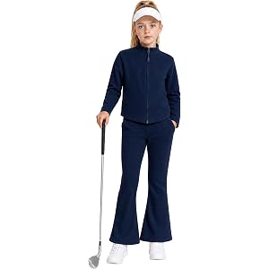 Wenlia Girls 2 Piece Sweatsuit Full-Zip Jacket and Flared Pants Casual Tracksuit Yoga Dance Gym Outfit