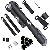 Bike Pump,Diyife Bicycle Pump with Gauge, Mini Bike Frame Pump, Portable Bike Tire Pump with Needle, Patch Kit, Valve Cap, Mo