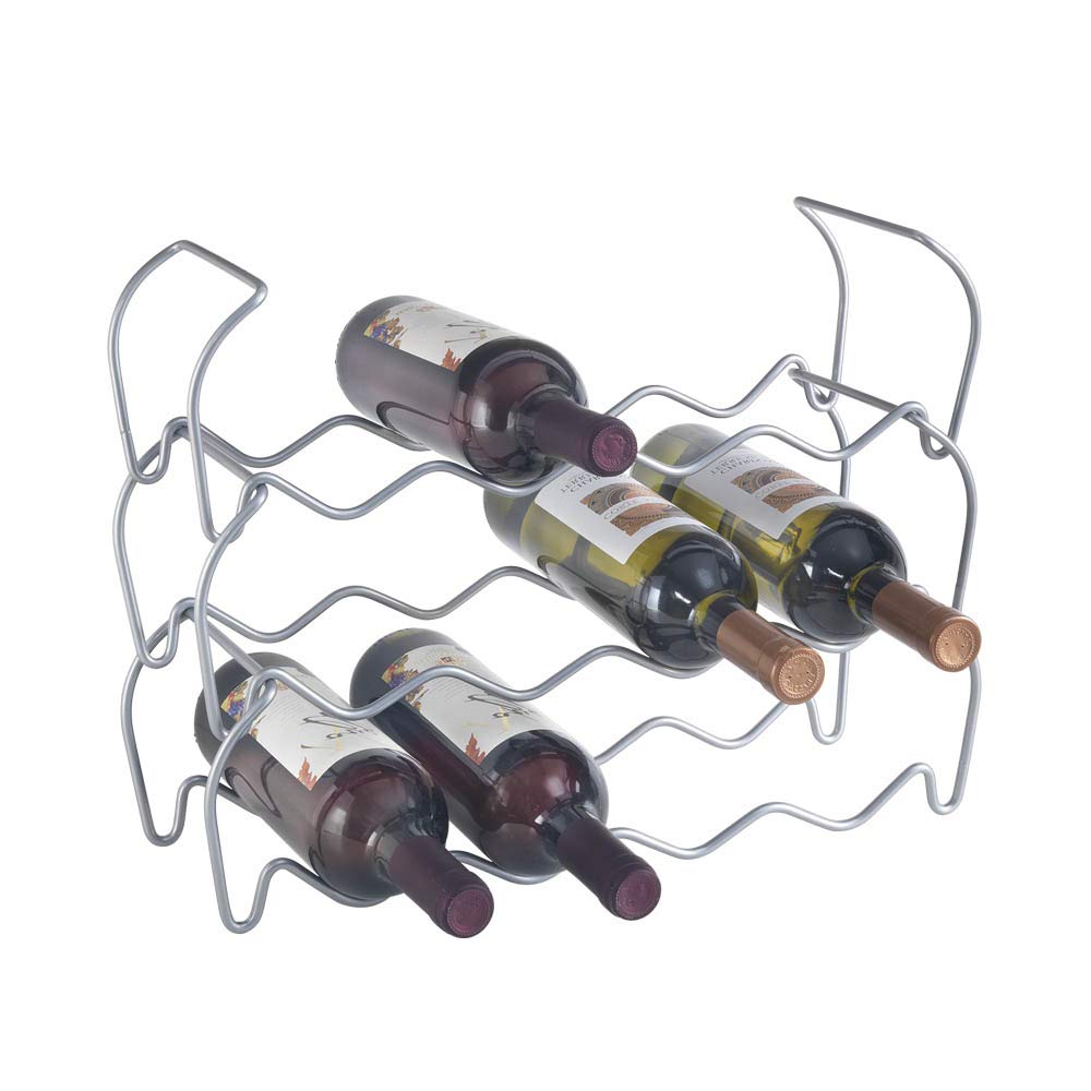 Metaltex Wine Bar 12-Stackable Wine Rack, Metallic Grey, 44 x 15 x 34 cm