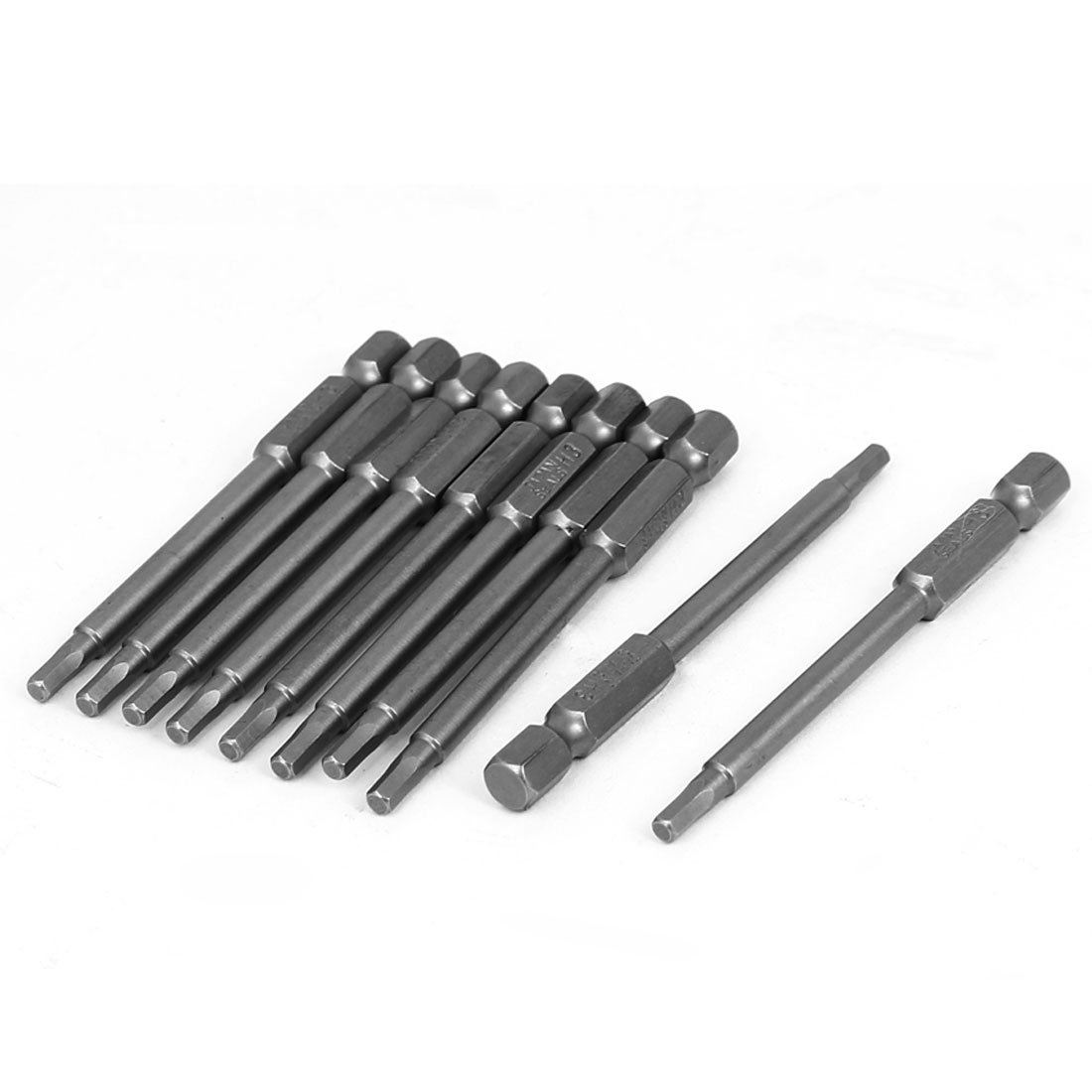 Sourcingmap 3mm Hex Tip 75mm Long Magnetic Hexagon Screwdriver Bit 10pcs