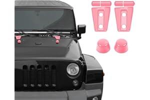 CheroCar Car Engine Hood Hinge Cover+Rubber Headwear Cover Trim Fit for 2007-2018 Jeep Wrangler JK JKU 2/4 Door Sport Rubicon Sahara X Exterior Accessories,Pink