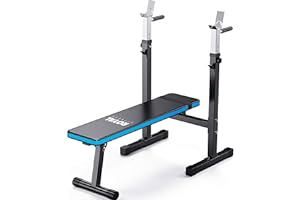 Royal Fitness Adjustable Weight Bench with Barbell Rack, Weight Lifting Bench Press for Home Gym, Strength Training Workout Bench, 48.8"D x 25.9"W x 45.4"H