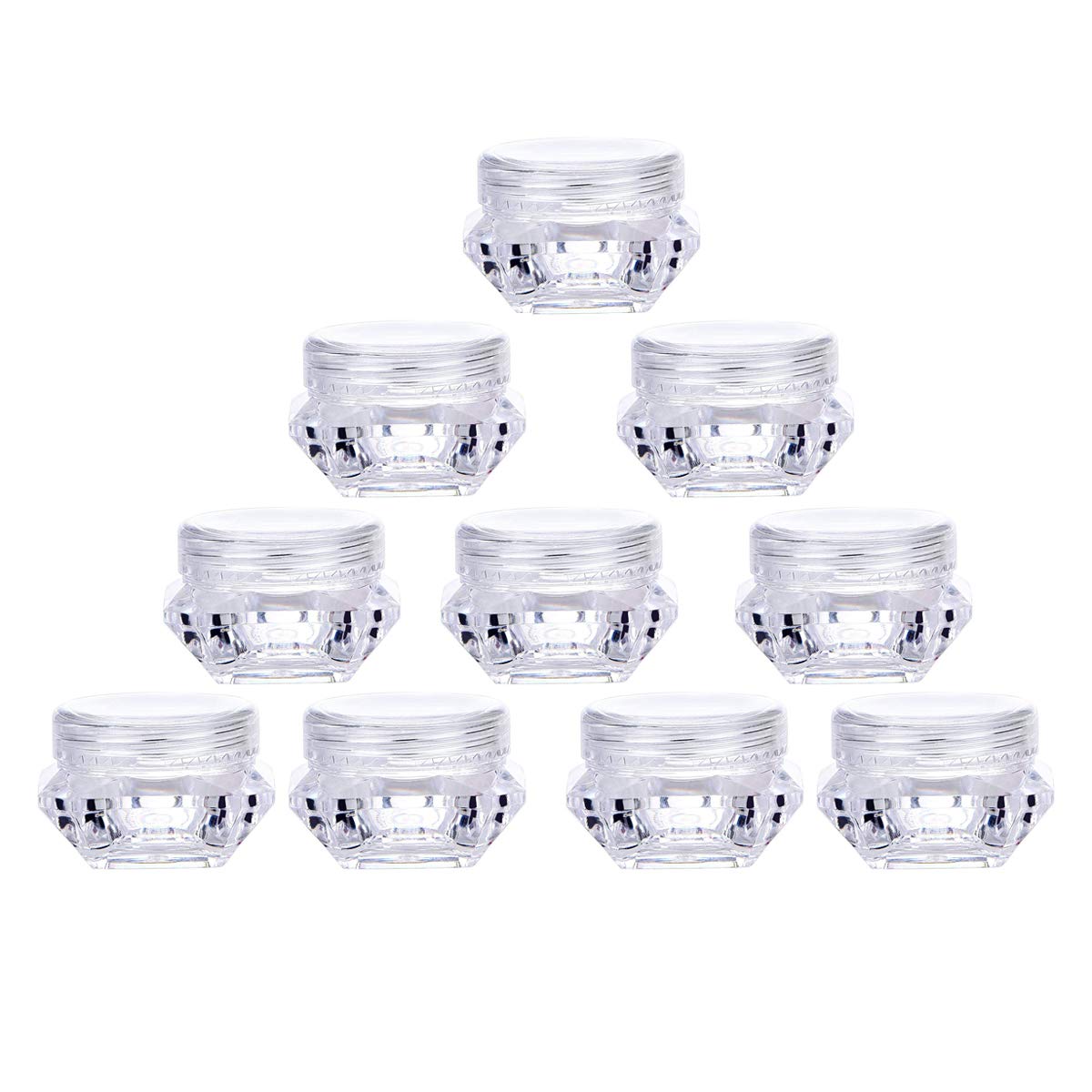 Photo 1 of 100Pcs Clear Refillable Empty DIY Cosmetic Pot Jars Case Diamond-shape Sample Bottles Vials Container for Eye Shadow Nails Powder Jewelry Makeup Cream Lotion Storage Travel Small Jar (3G)