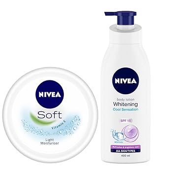 Nivea Whitening Body Lotion And Nivea Soft Light Moisturiser Combo