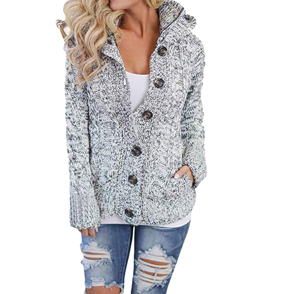 PXiong Women Hooded Knit Down Outwear 