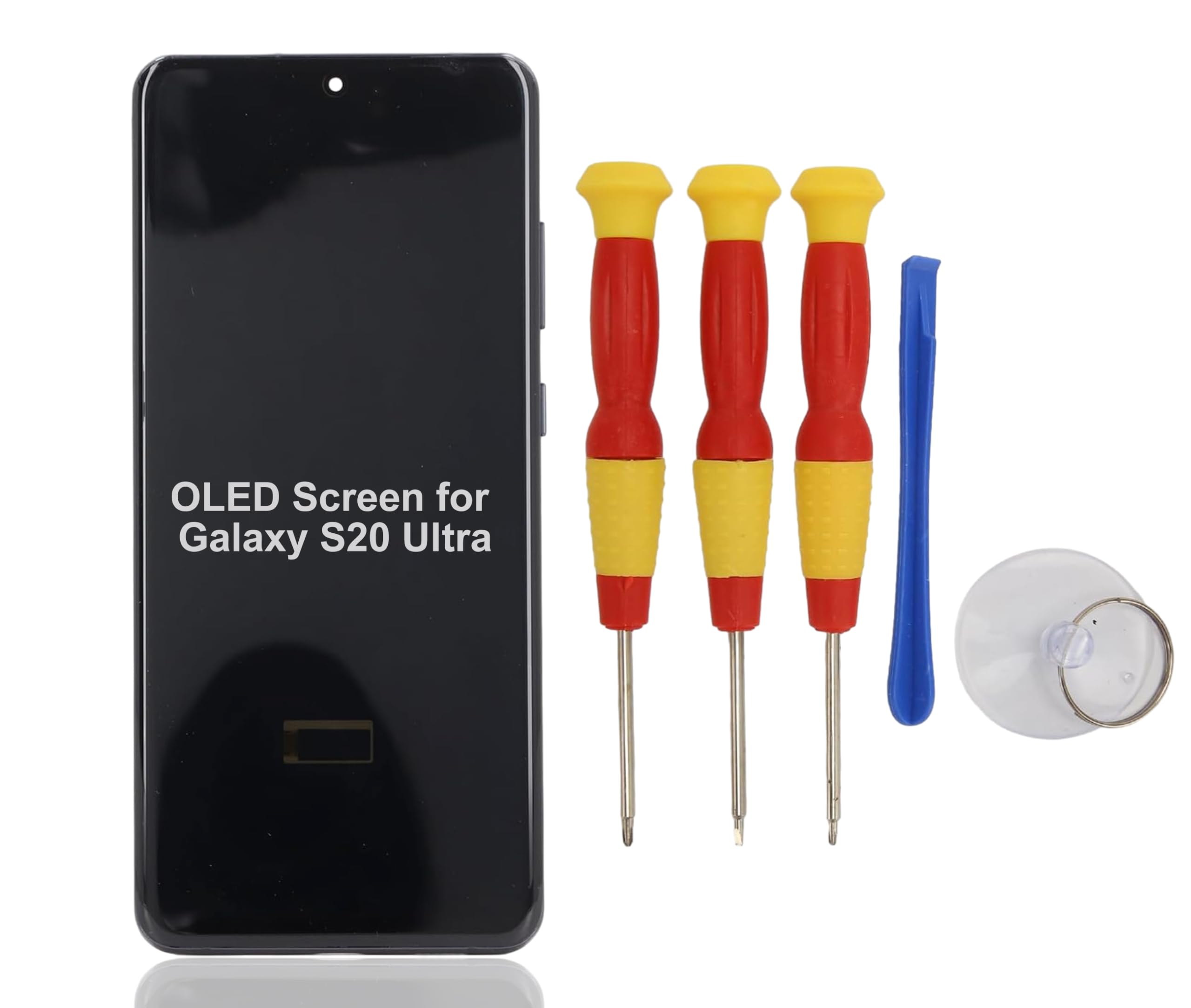 OLED Screen Replacement for S20 Ultra, Touch Screen Digitizer Assembly with Disassembly Tool, Display Touch Screen Repair Kits, QC Double Test Before Shipment