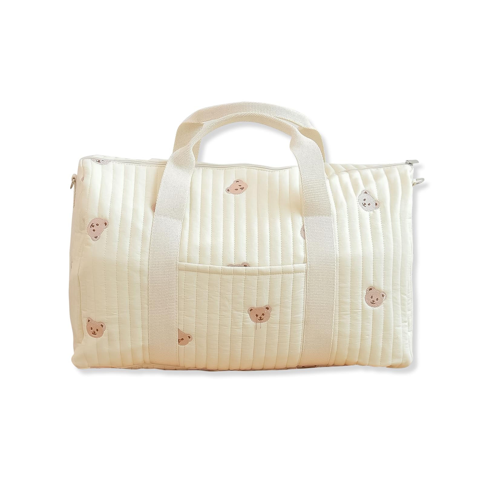 SONARIN Large Capacity Embroidery Baby Changing Tote Bag,Lightweight Travel Duffel Bag Satchel Messenger Bag Nappy Changing Bag Diaper Bag with Shoulder Strap(Bear)