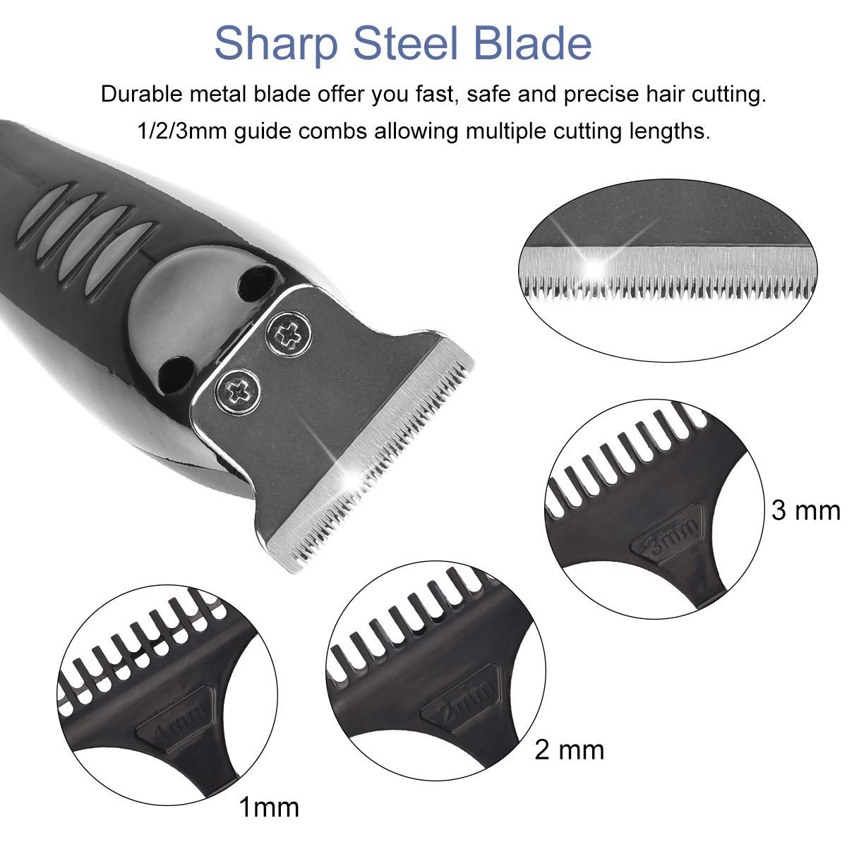 Professional Hair Clipper, HONGNAL Cordless Pro Hair Cutting Kit Rechargeable Beard Trimmer Clippers with 2 Speeds 3 Guide Combs for Face/Body Hair Groomer for Men/Women