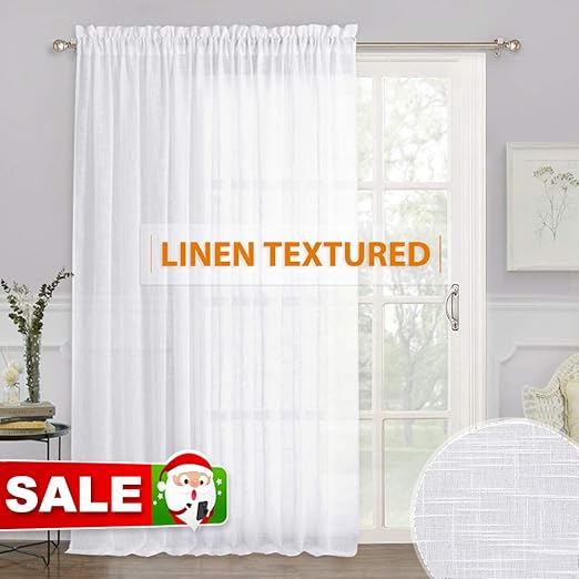 Amazon Com Ryb Home White Sheer Curtains Linen Sheer Curtain