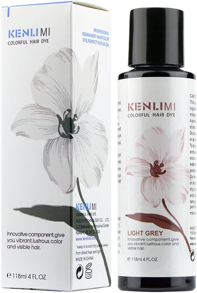 KENLIMI 100% Vegan No PPD No Ammonia Long Lasting Hair Color Dye,4 oz (Light Grey)