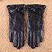 Warmen Women's Lambskin Leather Cold Weather Gloves with Crossing Bow (8, Black (Touchscreen Function/Wool Lining))