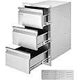 VEVOR Outdoor Kitchen Drawers 14.7" W x 25.4" H x 18.7" D, Box Frame Style Flush Mount BBQ Drawers with Stainless Steel Handle, BBQ Island Drawers for Outdoor Kitchens or Patio Grill Station