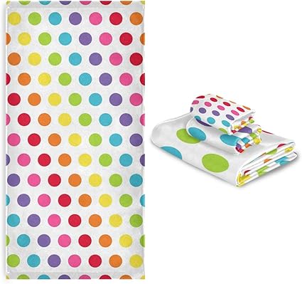 Amazon Com Cataku Towels Set 3 Piece Rainbow Polka Dot Towel Bathroom Sets 1 Bath Towel 1 Washcloth 1hand Towel Polka Dot Towel Set Of 3 Soft Multifuntion For Home Kitchen Hotel Gym Swim