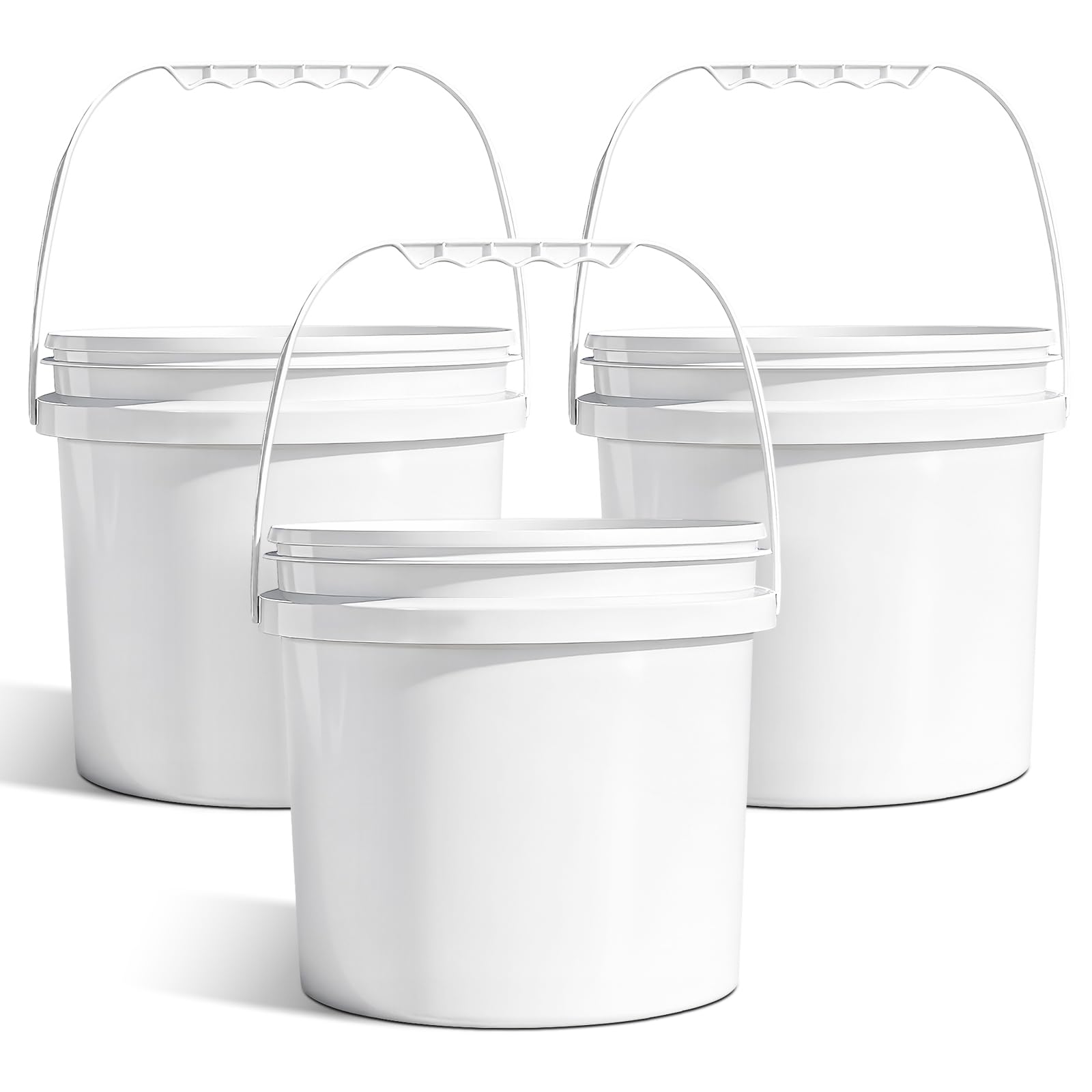 Photo 1 of 1 Gallon Heavy Duty White Plastic Cleaning Bucket Pail Container for Household, Farm, Garden