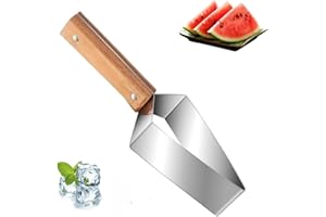 Watermelon Cutter Rectangular Stainless Steel Watermelon Slicer with Wood Handle and Blade Sleeve Polished Sharp Fruit Cutter