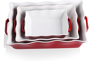 Sweejar Ceramic Bakeware Set, Rectangular Baking Dish Lasagna Pans for Cooking, Kitchen, Cake Dinner, Banquet and Daily Use, 