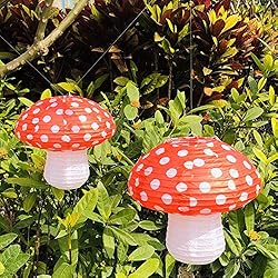 3Pcs Large Mushroom Paper Lanterns for Jungle