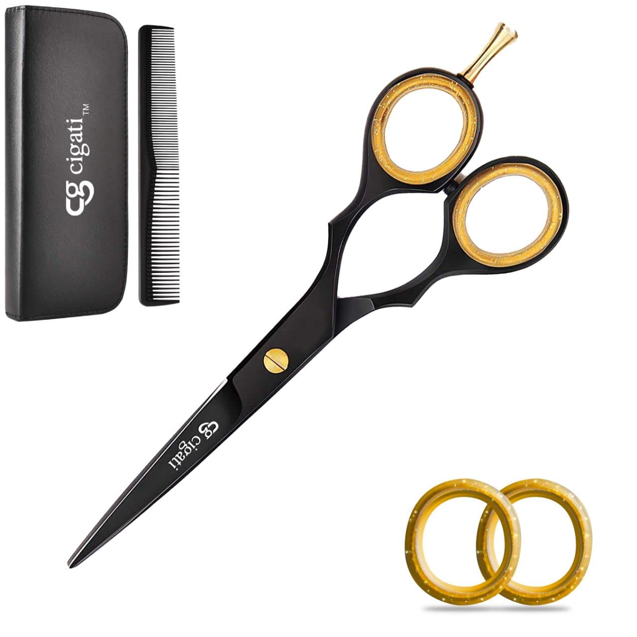 Cigati Hairdressing Scissors with Comb | 6.5 Inch Stainless Steel Razor Edge Blades | Professional Barber Scissors for Men, Women & Children (Grey, 6.5 inch)