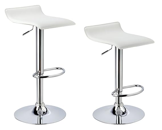Kronenburg 2 x Barhocker Classic Flat - 360° drehbar und höhenverstellbar in Weiß - Farbwahl