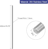 sourcing map M10 x 400mm 304 Stainless Steel Fully Threaded Rod Bar Studs 3 Pcs view 2