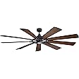 Kichler Gentry XL 85" Ceiling Fan with Lights, 1-Light LED, 3000K, 9 blade Modern Industrial Fan in Distressed Black, (85" W x 16.5" H), 300285DBK