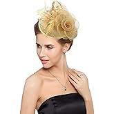 Z&X Sinamay Fascinator Pillbox Hats for Women Feather Flower Church Derby Headband Clip Wedding Tea Party Hat