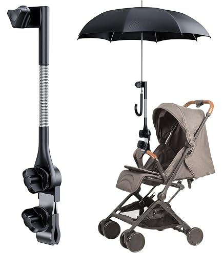 Umbrella Stroller Parasol with Clamp, Portable Beach Chair with Umbrella, Clip on Umbrella for Stroller Summer Umbrella Stroller Infant Umbrella Stroller for Trolley, Beach Chair, Travel(Black) : Baby