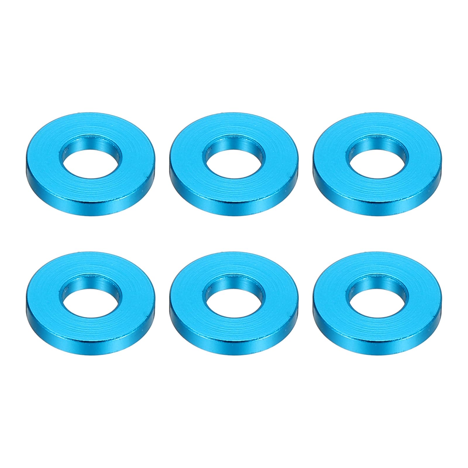 PATIKIL M5 Aluminum Spacers, 6 Pcs Metal Spacers Aluminum 5.2mm ID x 12mm OD x 2mm L Aluminum Spacer Screw Standoff Round for 1/5" or M5 Screw Bolts,Blue