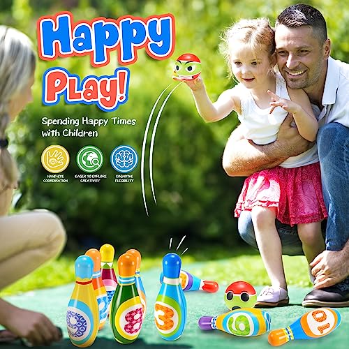 Qukir Bowling Set Kids, Toys for 2 3 4 Year Old Boy Girl Gift for 1-6 Year Olds Boys Toys Age 3-5 Toddler Toys Kids Toys Age 2-6 Outdoor Toy for 1-3 Year Old Learning Toy for 2 Year Old Kid Gifts