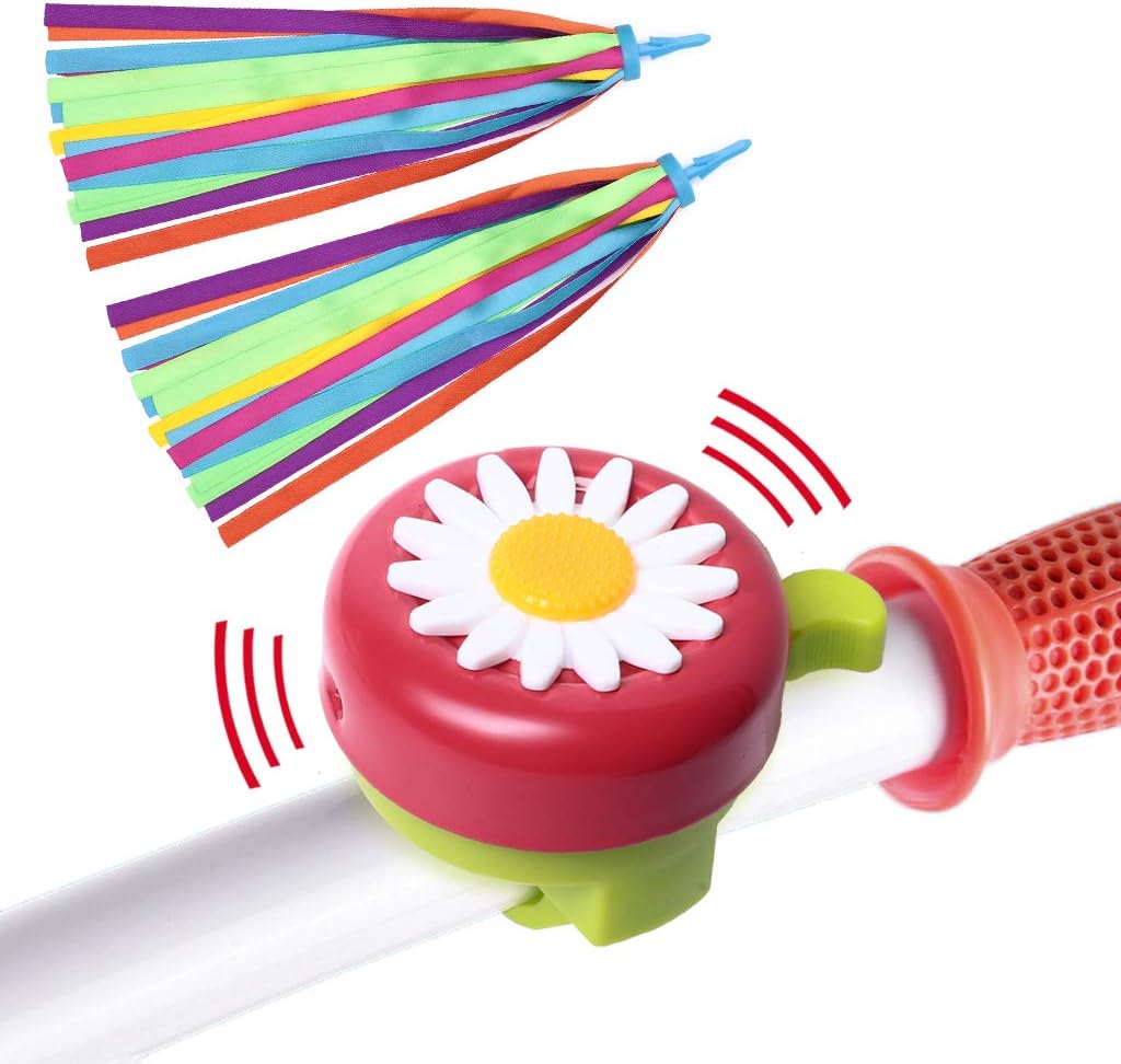 MeeJaa Classic Flower Pattern Kids Bicycle Bells and Shiny Kids Bicycle Ribbons, Kids Gifts, Kids Bicycles and Kids Scooter Accessories : Sports & Outdoors