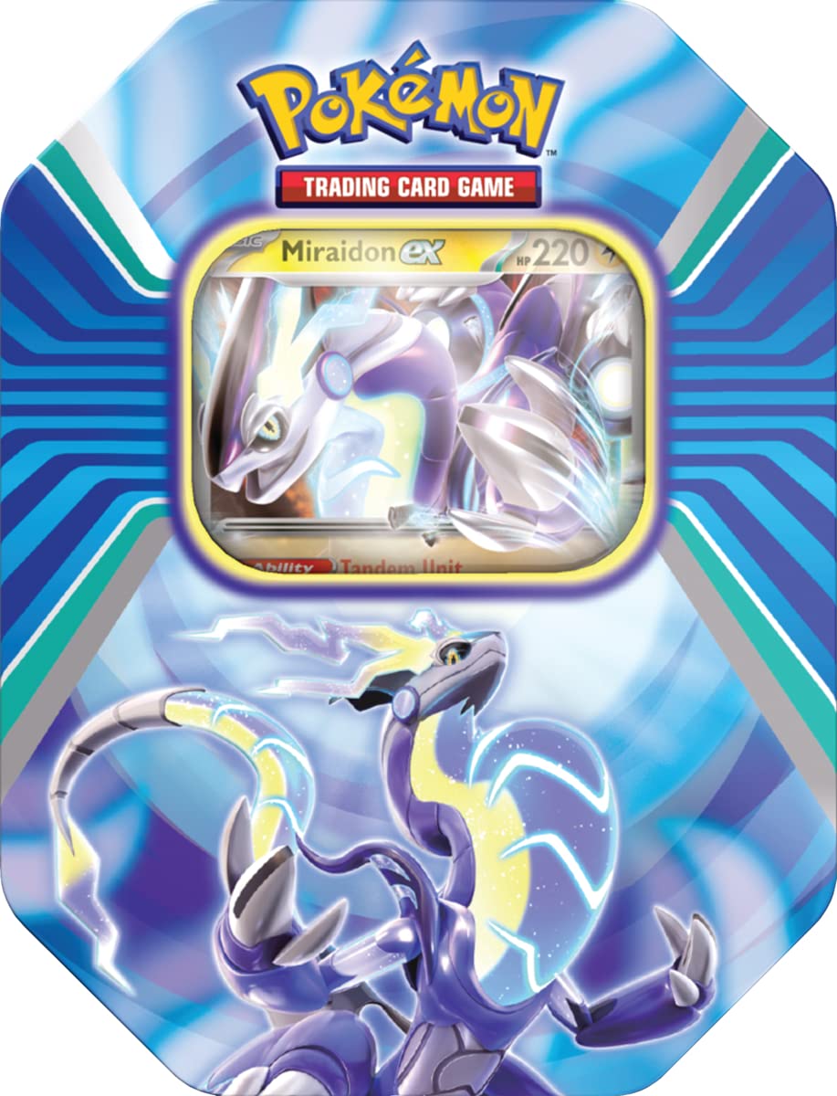 PokΓ©mon TCG: Paldea Legends Tin - Miraidon (1 Foil Card & 4 Booster Packs)