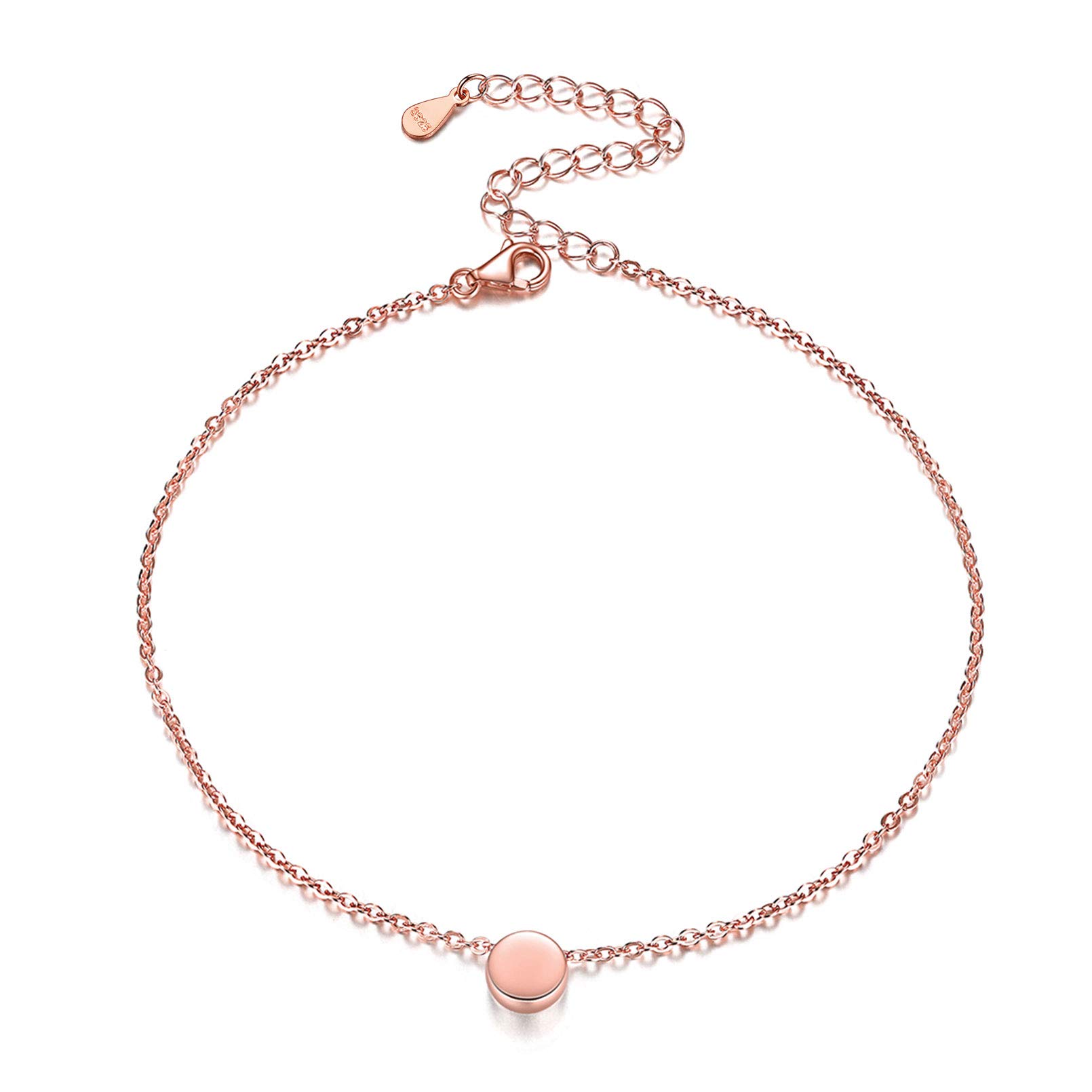 ChicSilver Rose Gold Anklet for Women Round Charm Chain Anklet Bracelet Holiday Summer Jewelry