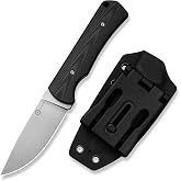 CIVIVI Jencks Fixed Blade Knife with Sheath, 3.54" 14C28N Blade G10 Handle | Full Tang Camping Hunting EDC Knife, Horizontal &amp; Vertical Carry C24051-1 (Black)