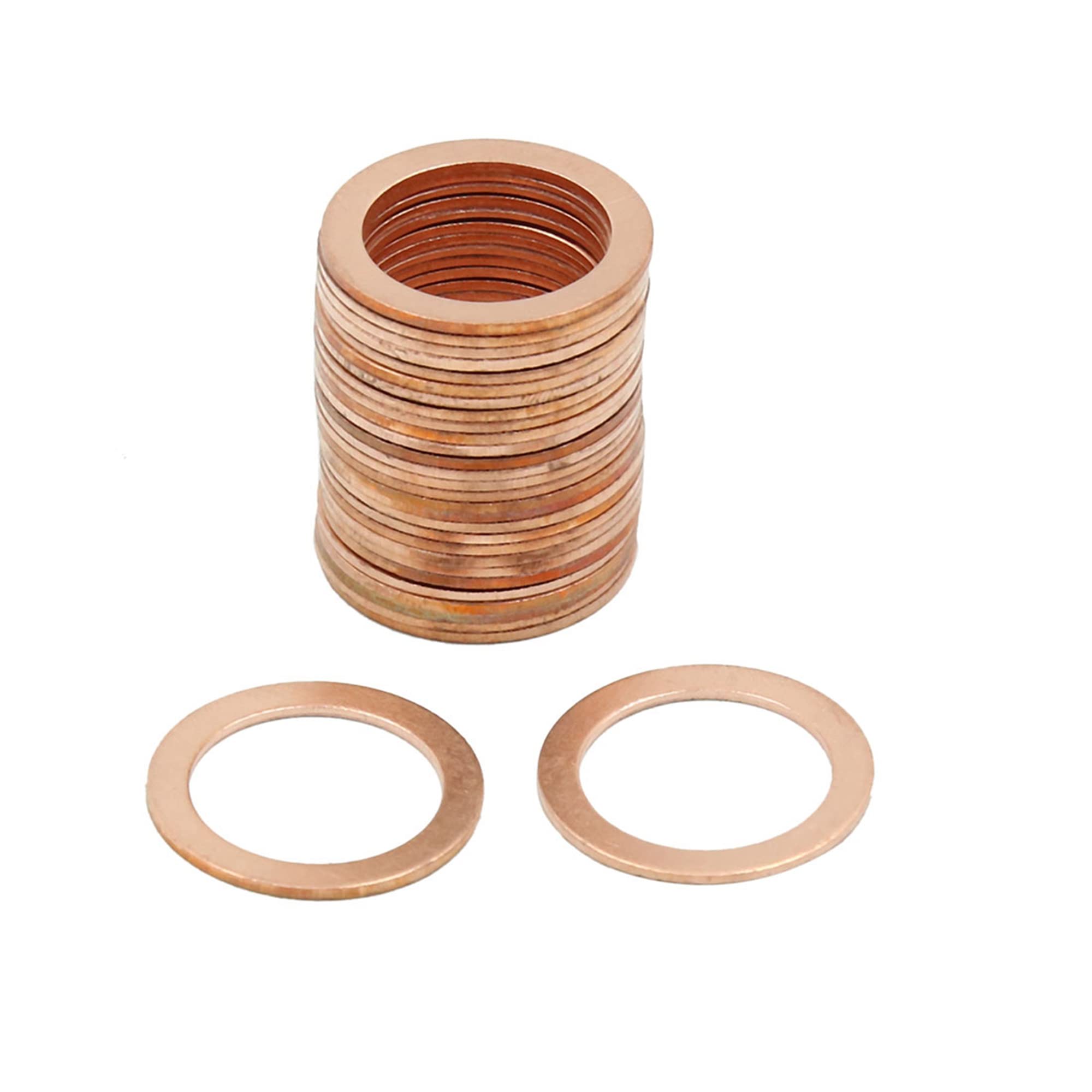 X AUTOHAUX M18 x 24.5mm x 1mm Copper Washers Flat Car Sealing Gasket Ring 30pcs