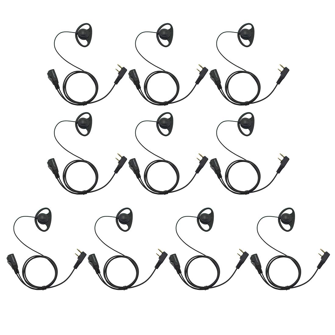 GoodQbuy D Shape Clip-Ear Headset Earpiece PTT with Mic Compatible with Retevis H-777 Kenwood PUXING Baofeng UV-5R BF-888S 666s 2 Way Radio (10 PCS)