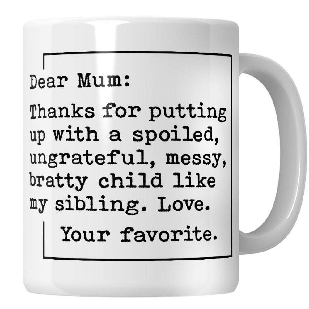Whizguide Mum's Love Ceramic Coffee Mug, 11 oz, White, Letter Print, Matte, Scratch Resistant, Birthday & Mother's Day Gift