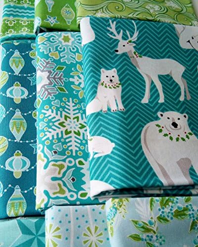 9 Fat Quarters Bundle of Amanda Murphy's SPARKLE &amp; NORDIC HOLIDAY Cotton Christmas Fabrics ~ 2.25 yards total