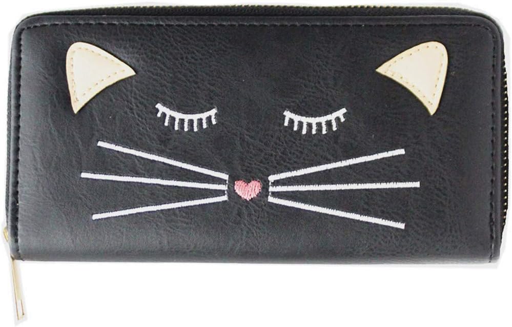 Timlee Cute Rainbow Unicorn Design Short Wallets (Black Cat)