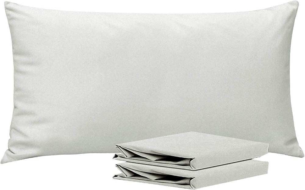 NTBAY 2 Pack 100% Brushed Microfiber Pillowcases 50x90 cm Light Grey