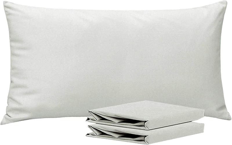 NTBAY 2 Pack 100% Brushed Microfiber Pillowcases 50x90 cm Light Grey