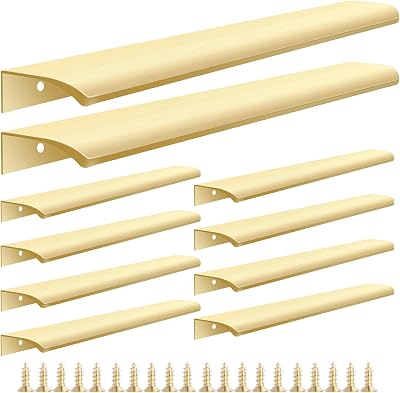Malimali 10 Pack Brushed Gold Kitchen Handles 300mm Center 256mm Edge Pulls