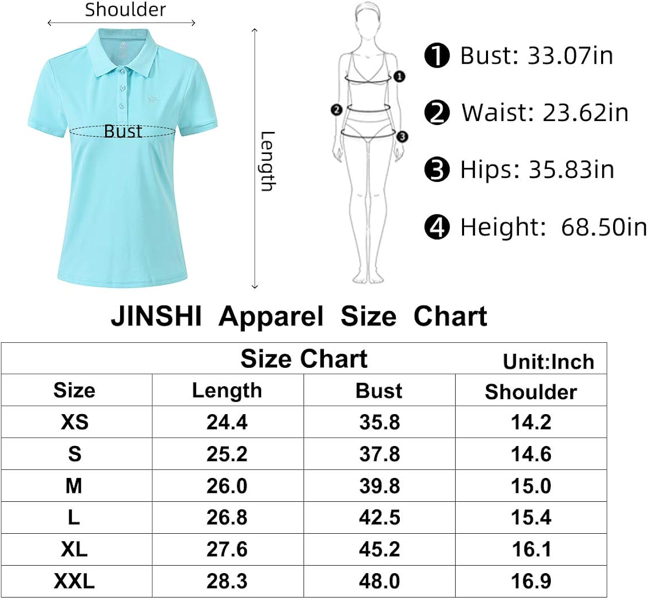JINSHI Women’s Golf Shirts Short Sleeve Sports Polo Shirts Classic Casual Athletic Shirts Tee: Clothing