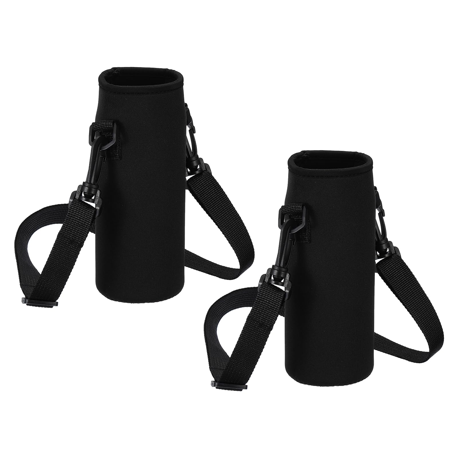 PATIKIL 80mmx230mm Water Bottle Sling Bag, 2 Pack Neoprene Portable Insulated Bottle Holder Carrier with Adjustable Shoulder Strap, Black
