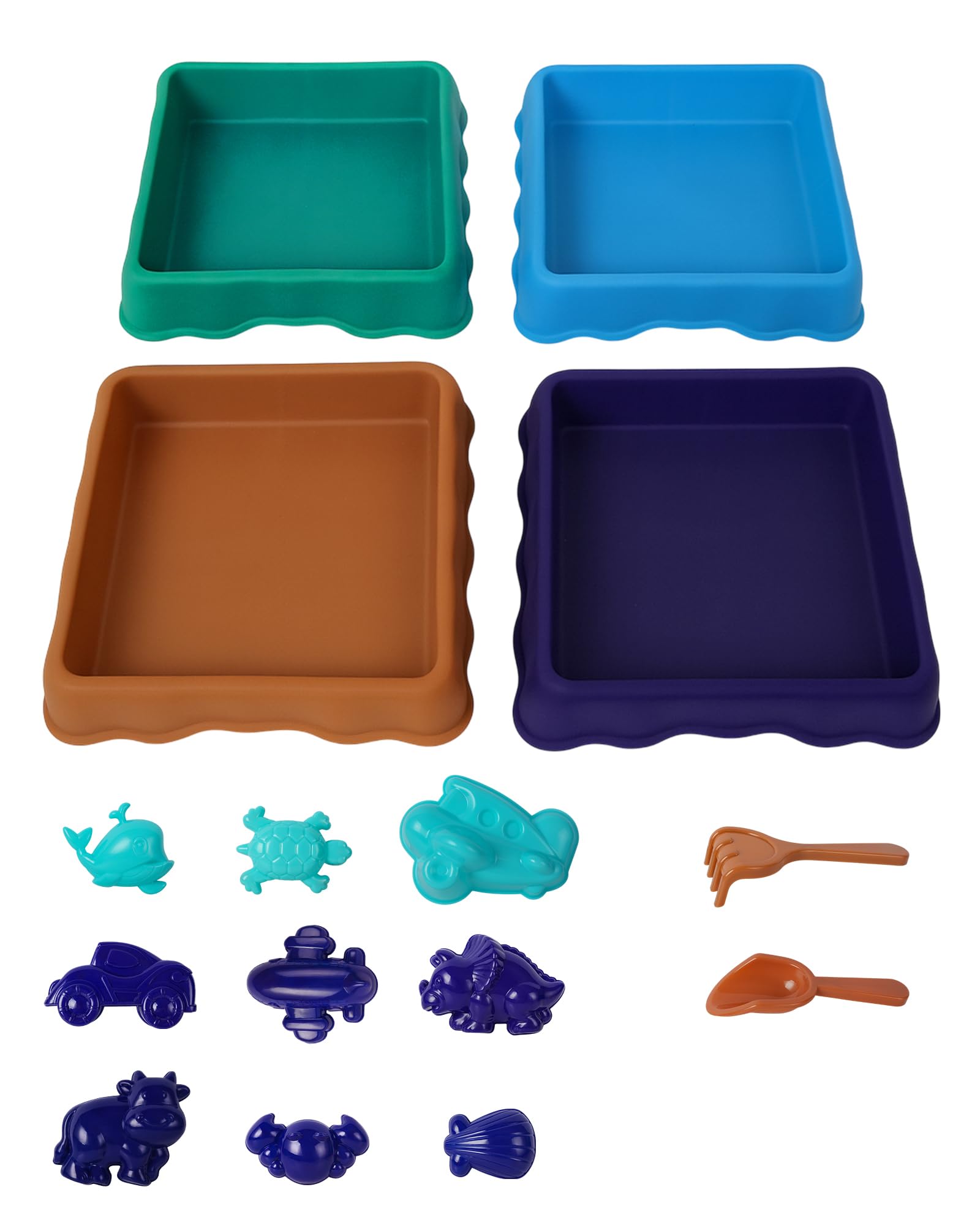 Kids Sensory Play Tray Set – 4 Pack Messy Sand & Water Play Set with Sand Moulds and Play Tools, Plastic Play Set for Indoor & Outdoor Activities, Creative Gift for Boys & Girls Ages 3+ — image 1