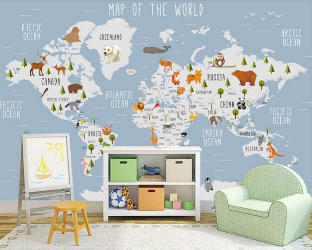 Wallpaper Cartoon World Map Tv Background Wall Living Room Bedroom Children Room Background 3d Wallpaper Murals Width350cm Height250cm A Amazon Co Uk Diy Tools