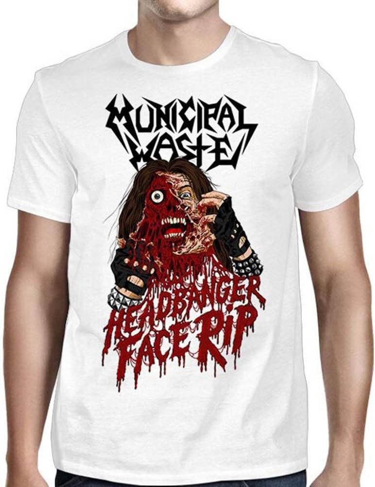 Mens Headbanger Face Rip White T-Shirt