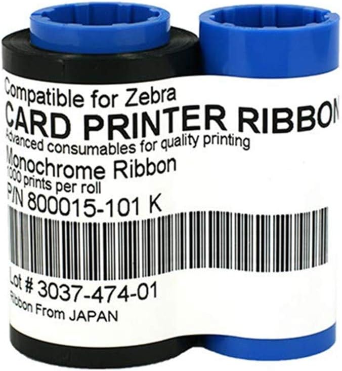 New 800015-101 Black Ribbon Compatible for Zebra P300 P310 P320i P330i P400C P420 P430i P500C P520C P520 P600C Card Printers 1000 Prints Monochrome - Image 3
