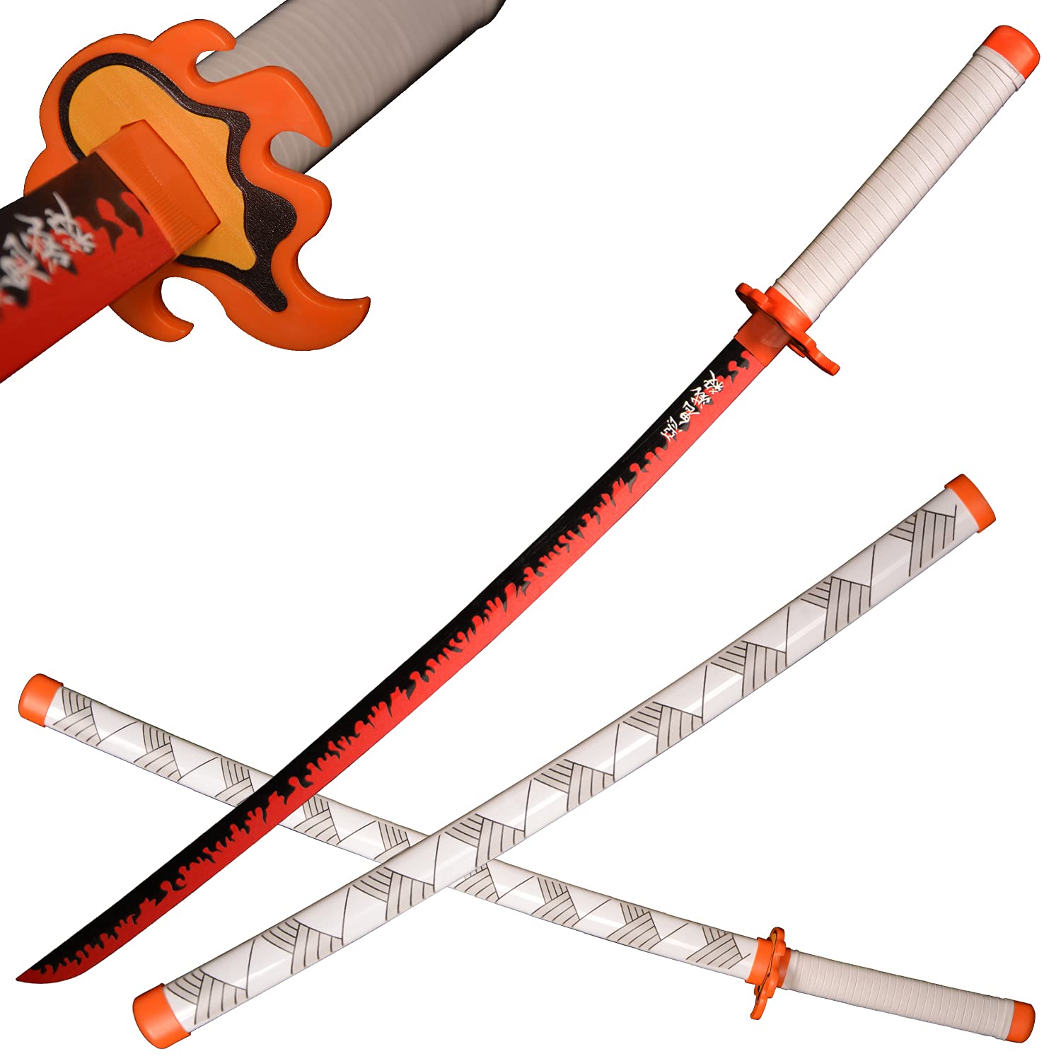 ACTASITEMS Japanese Anime Cosplay Prop Katana Wooden Sword - 104cm, Katana -Rengoku Kyoujurou