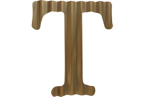 HKOMERE 13.7" Metal Letters for Wall Decor, Corrugated Golden Large 3D Letters, Decorative Farmhouse Hanging Alphabet Signs for Home Bedroom Office Wedding Party (T)