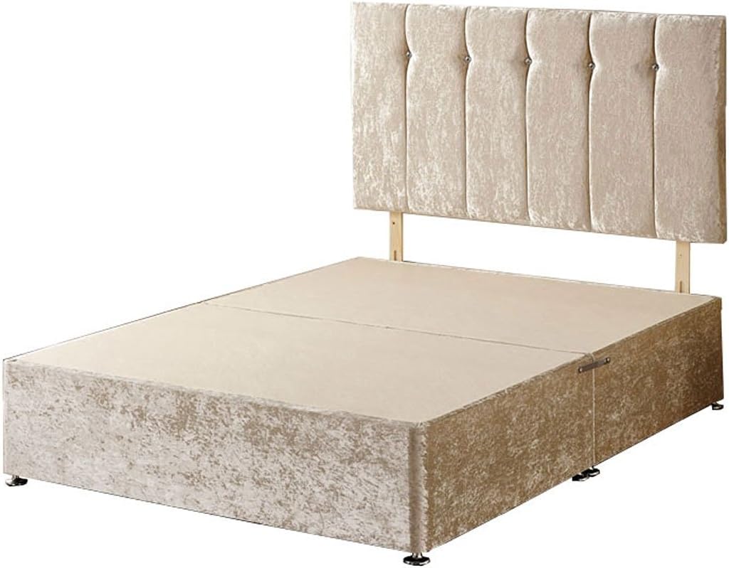 Crush Velvet Divan Bed Base with Headboard Available 3ft 4ft6 5ft and